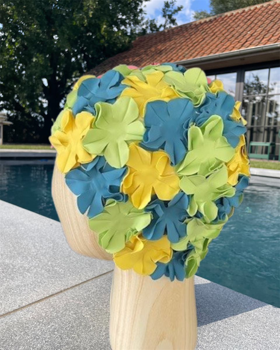 Multiflower vintage badmuts groen-geel-blauw