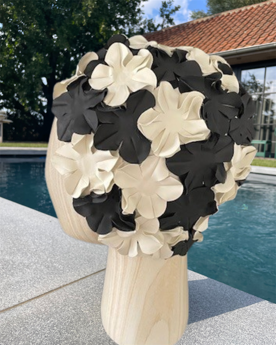 Multiflower vintage badmuts zwart-wit