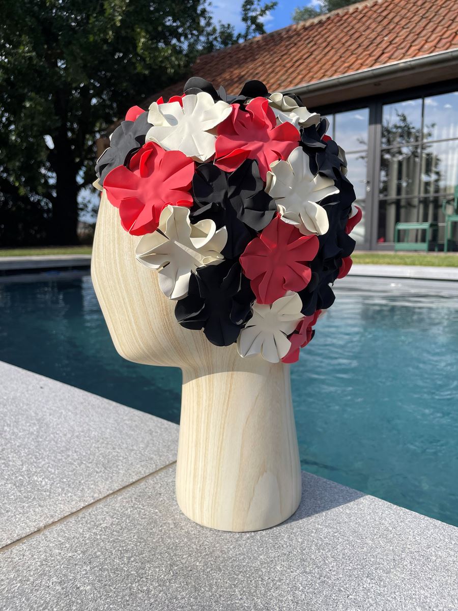 Multiflower vintage badmuts zwart - wit - rood