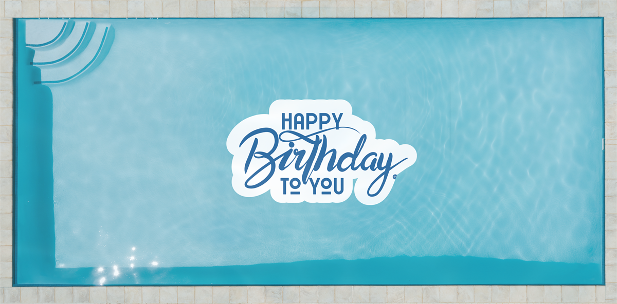 Pool Tattoo Happy Birthday 100x200cm Blue