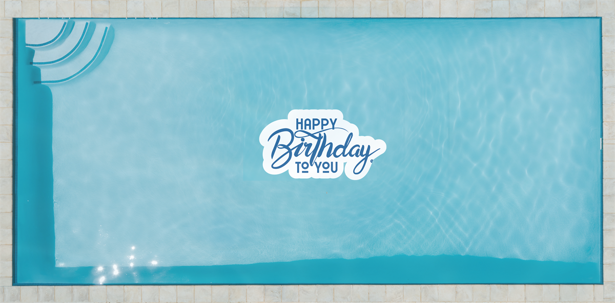 Pool tattoo Happy Birthday 60x120cm Blue