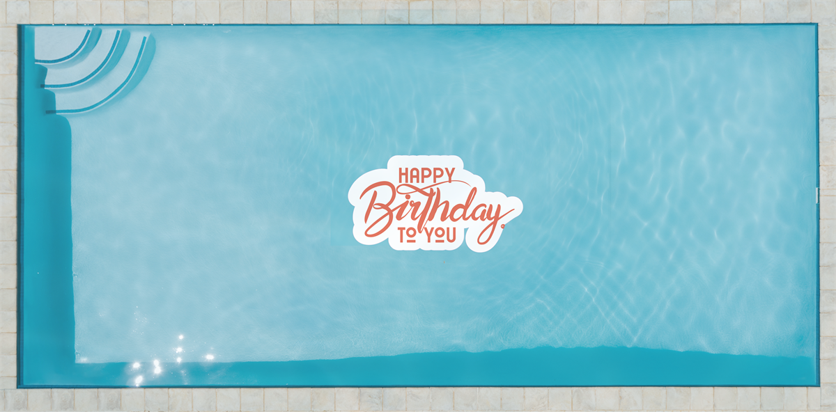 Pool Tattoo Happy Birthday 60x120cm coral