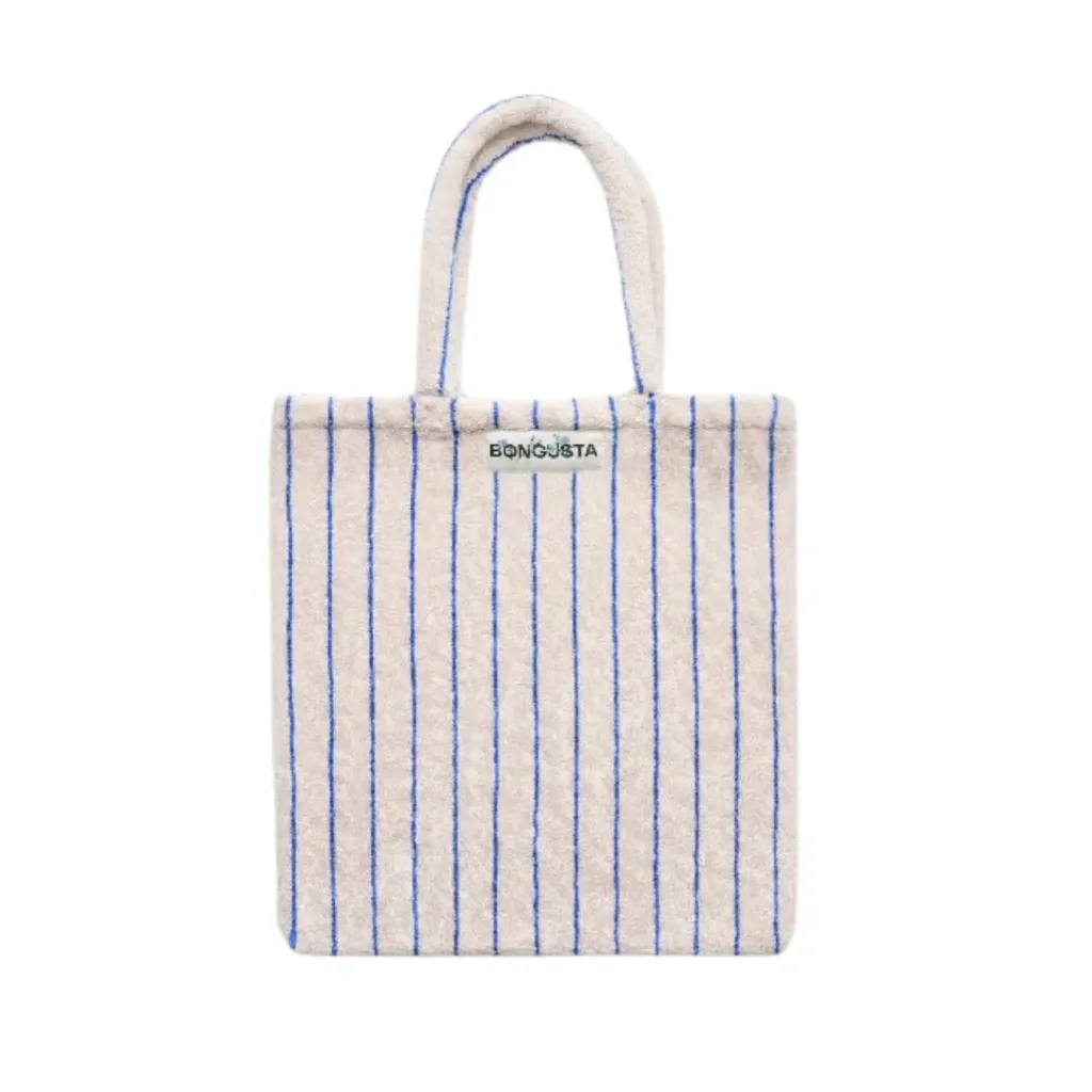 Totebag Bongusta Naram Moonbeam & ultramarine (wit & blauw)