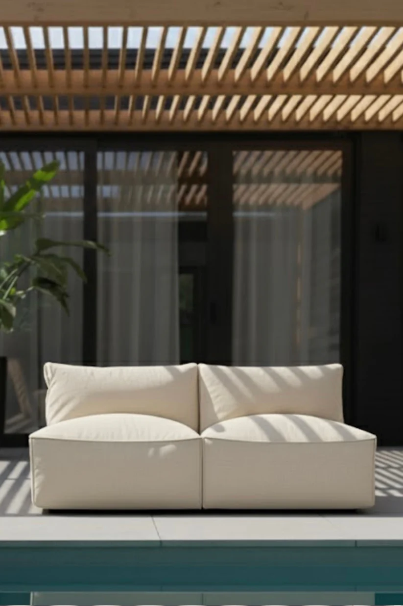 [E6007CB] Zaque Fynn double lounge chair (Copa beige)