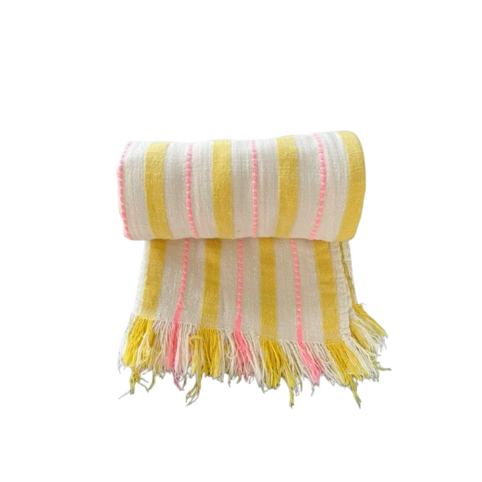 [H7001] Riviera Hamamdoek Golden hour (geel-roze)