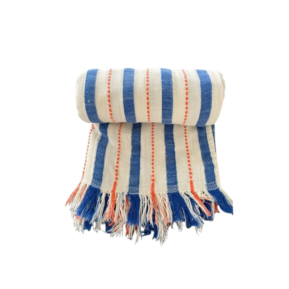 Strand hamamdoek Riviera Santorini (blauw-oranje)