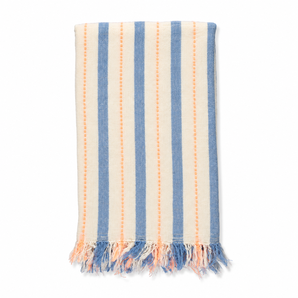 Strand hamamdoek Riviera Azure (blauw-abrikoos)