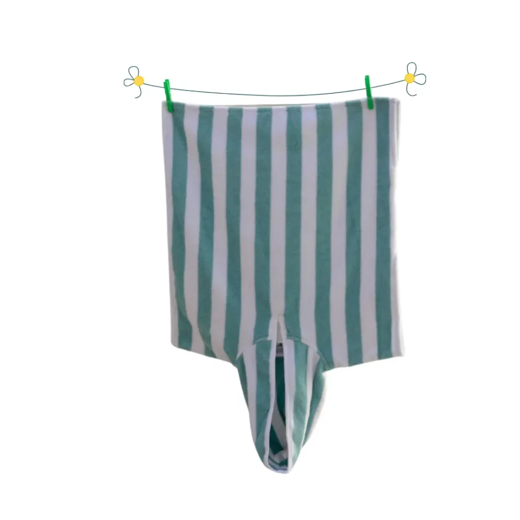 [X4403] Poncho kids green stripe (8-10 yr)