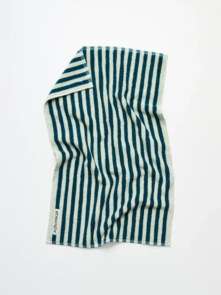 [H1007] Strandlaken Bongusta Naram  Sea foam & Deep teal (100 x 150 cm)