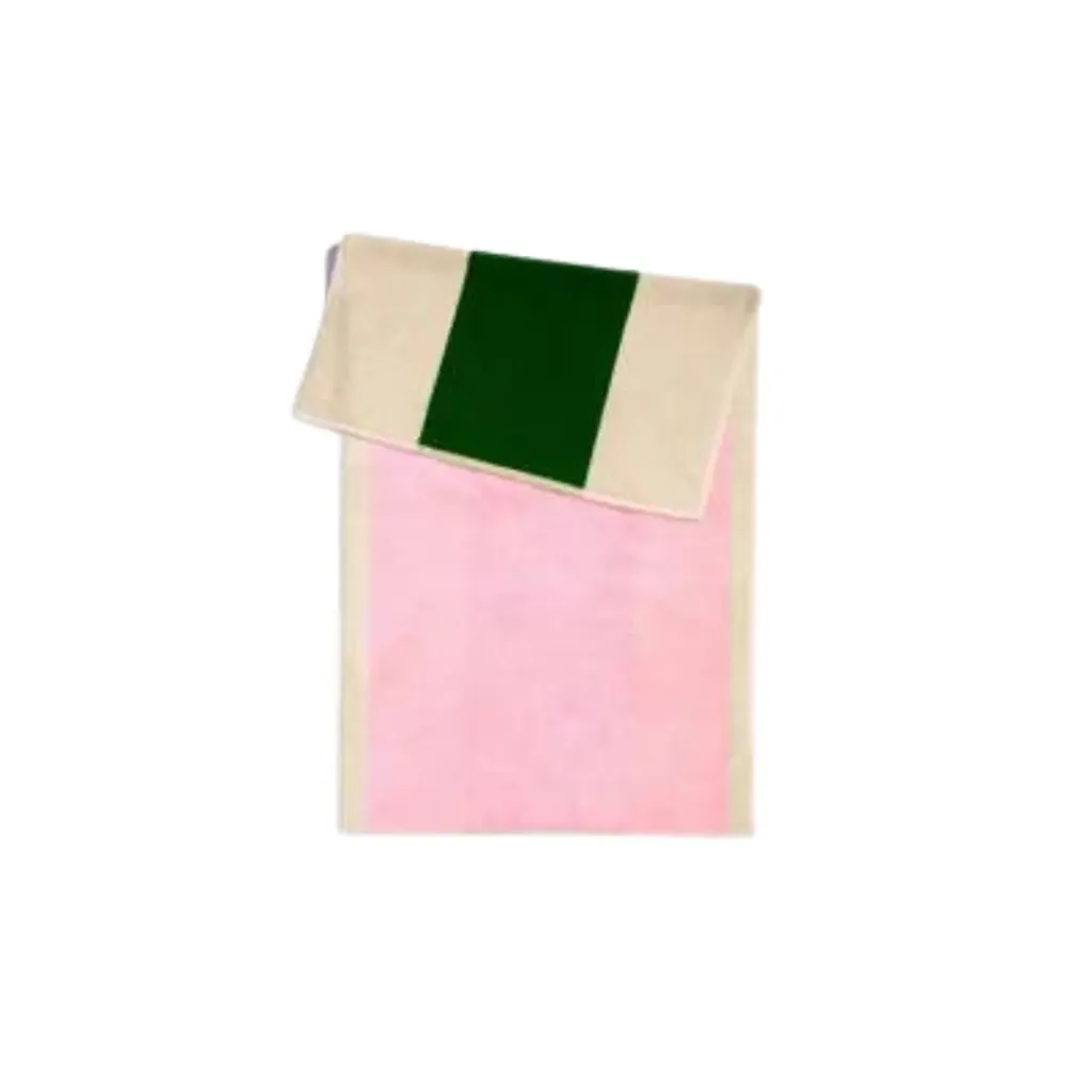 Badhanddoek suite 702 roze-donkergroen (70 x140 cm)