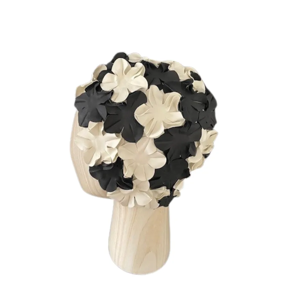 Vintage badmuts multiflower zwart & wit