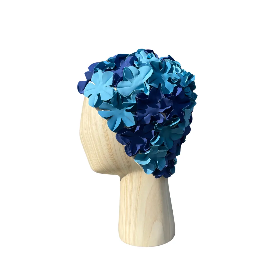 [S3006] Vintage badmuts multiflower licht & donkerblauw