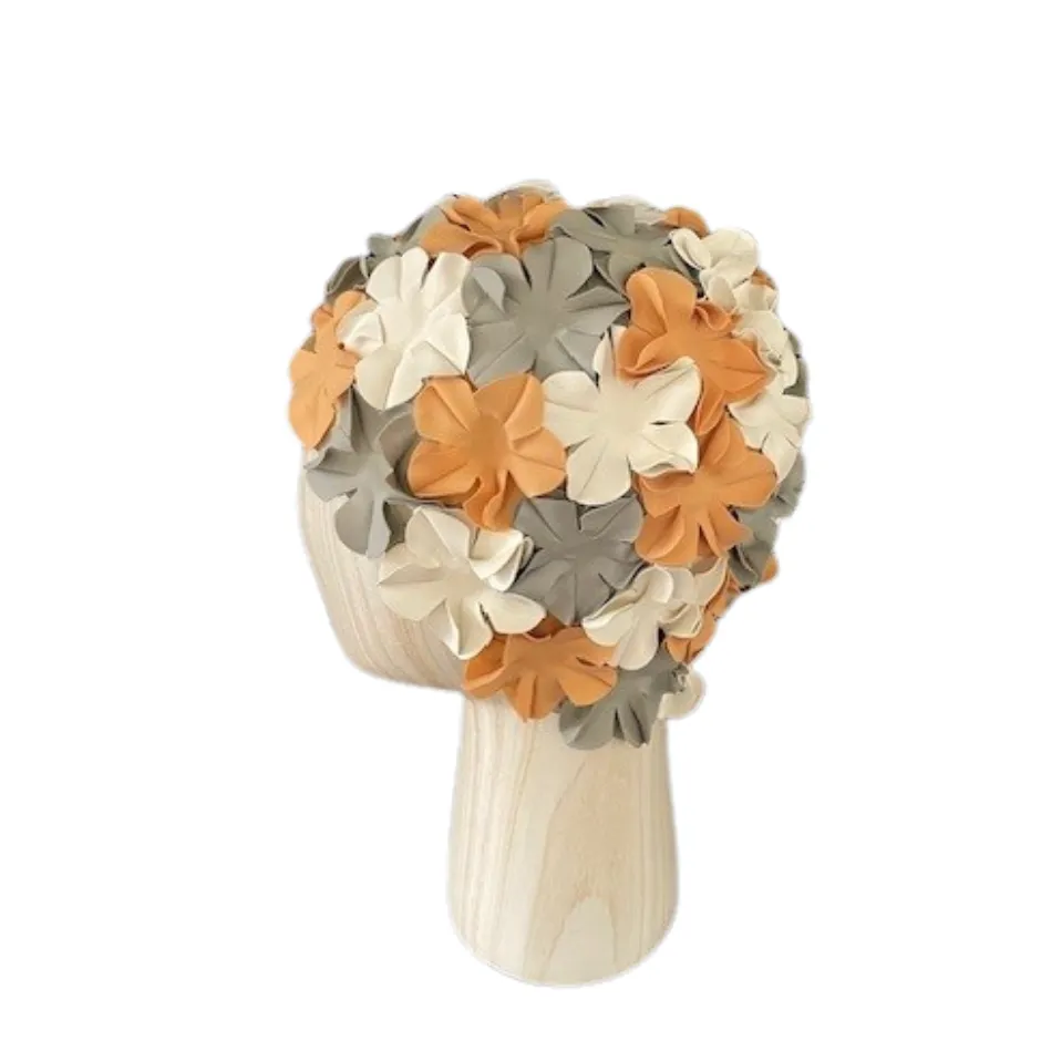 [S3012] Vintage badmuts multiflower grijs, wit & geel