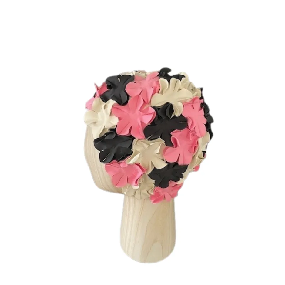 [S3015] Vintage badmuts multiflower vintage roze, wit & zwart