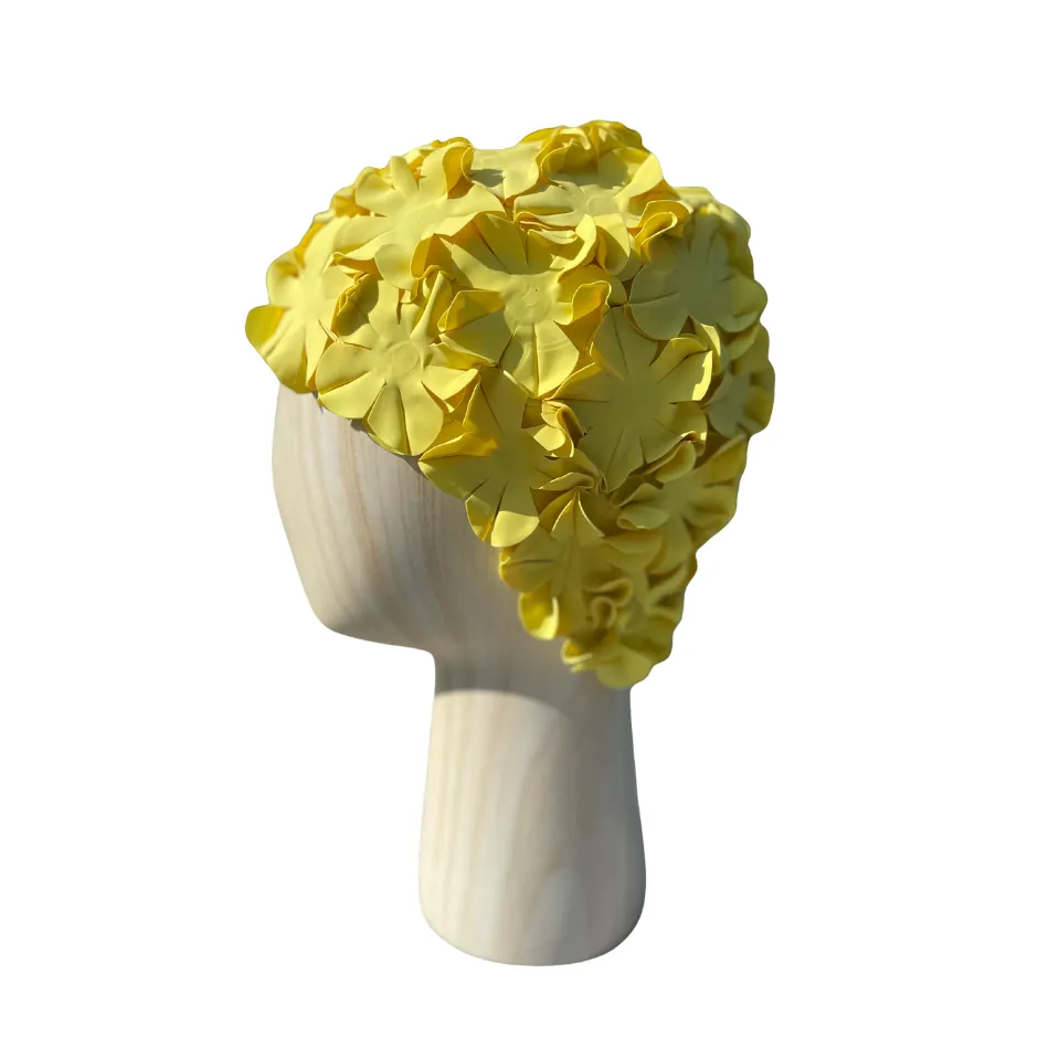 Vintage swim cap multiflower uni yellow 