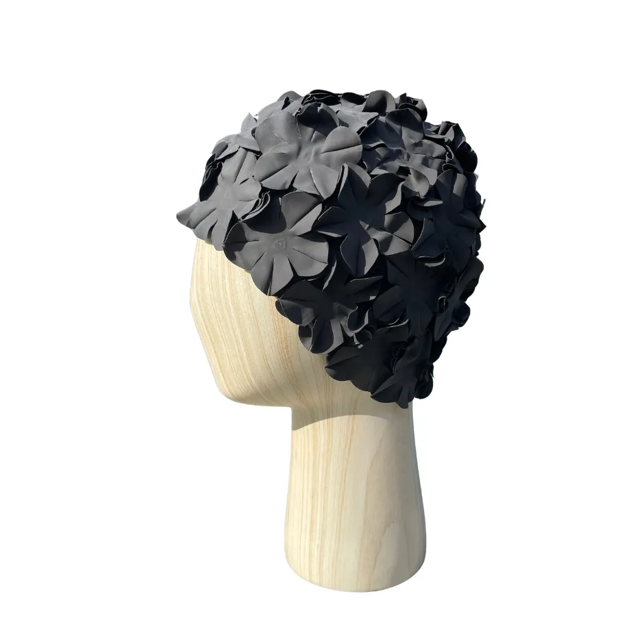 [S4007] Vintage badmuts multiflower uni zwart