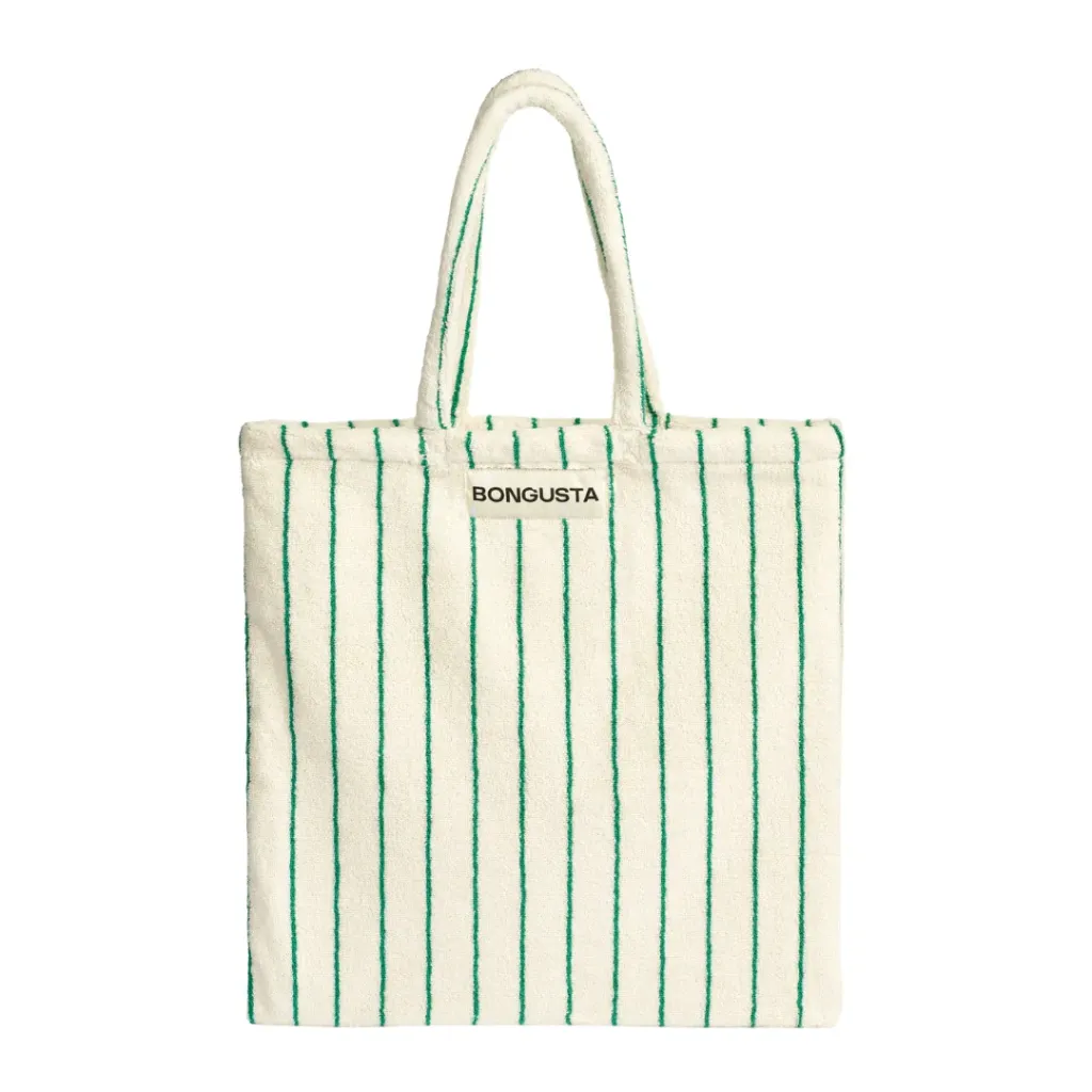 Totebag Bongusta Naram Pure white & grass (wit & groen)
